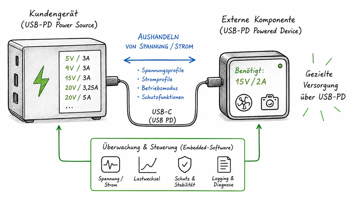 Praxisbeispiel externe Komponenten gezielt über USB-PD versorgen Praxisbeispiel externe Komponenten gezielt über USB-PD versorgen